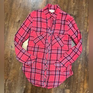 Cloth & Stone Pink and Blue Plaid Shirt